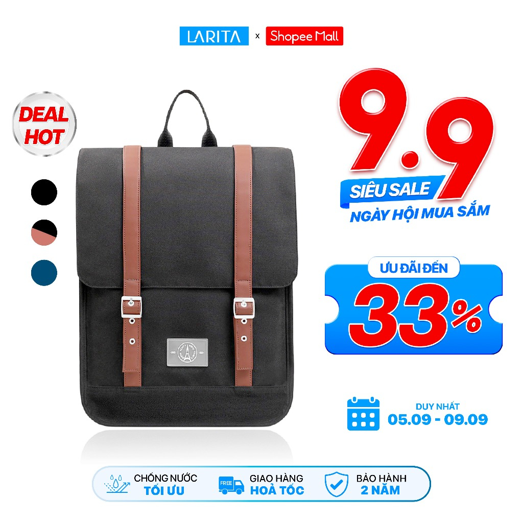 Balo Nam Nữ Unisex Larita HERITAGE MIDNIGHT 15.6" - Chống Sốc Riêng Biệt, Đựng Laptop 15.6 Inch, Chất Liệu Bền Bỉ | BigBuy360 - bigbuy360.vn