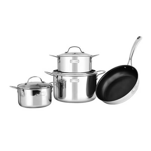 [LIFEMCMBP4 -12% đơn 250K] Bộ nồi chảo Inox 304 cao cấp 3 đáy liền nguyên khối Elmich Trimax Napoli 7 món