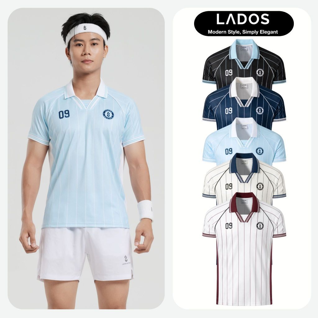 Áo Polo Thể Thao Nam LADOS - 9277 Vải Jersey Phối Sọc Co Giãn 4 Chiều, Thấm Hút Mồ Hôi Vận Động Thoải Mái