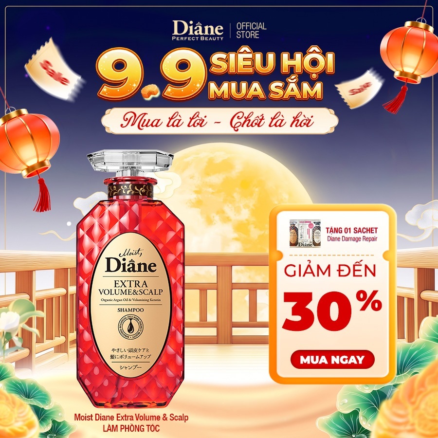 Dầu gội làm phồng tóc mỏng thưa tóc xẹp dưỡng tóc bóng mượt Moist Diane Extra Volume & Scalp 450ml