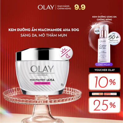 Kem Dưỡng Ẩm OLAY LUMINOUS NIACINAMIDE AHA Sáng Da, Mờ Thâm Mụn 50G