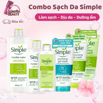 Sữa Rửa Mặt Dịu Da Simple Tẩy Trang Simple Dịu Nhẹ Sạch Sâu Nước Hoa Hồng Simple Lành Tính 200ml 400ml- Skinora Beauty