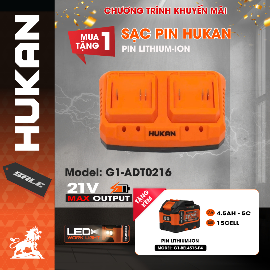 [TẶNG G1-BEL4515-P4] Sạc pin HUKAN G1-ADT0216, Công suất 1.6A, Có mạch bảo vệ