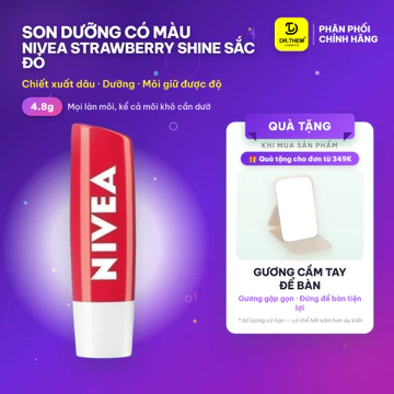 Son Dưỡng Có Màu Nivea Strawberry Shine Sắc Đỏ Dâu Tây 4.8g - Dưỡng Ẩm, Hồng Môi, Không Chì (85083) - Dr Thêm