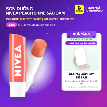 Son Dưỡng Nivea Peach Shine Sắc Cam Hương Đào 4.8g - Son Dưỡng Có Màu, Dưỡng Ẩm 24H, Hồng Môi (85031) - Dr Thêm