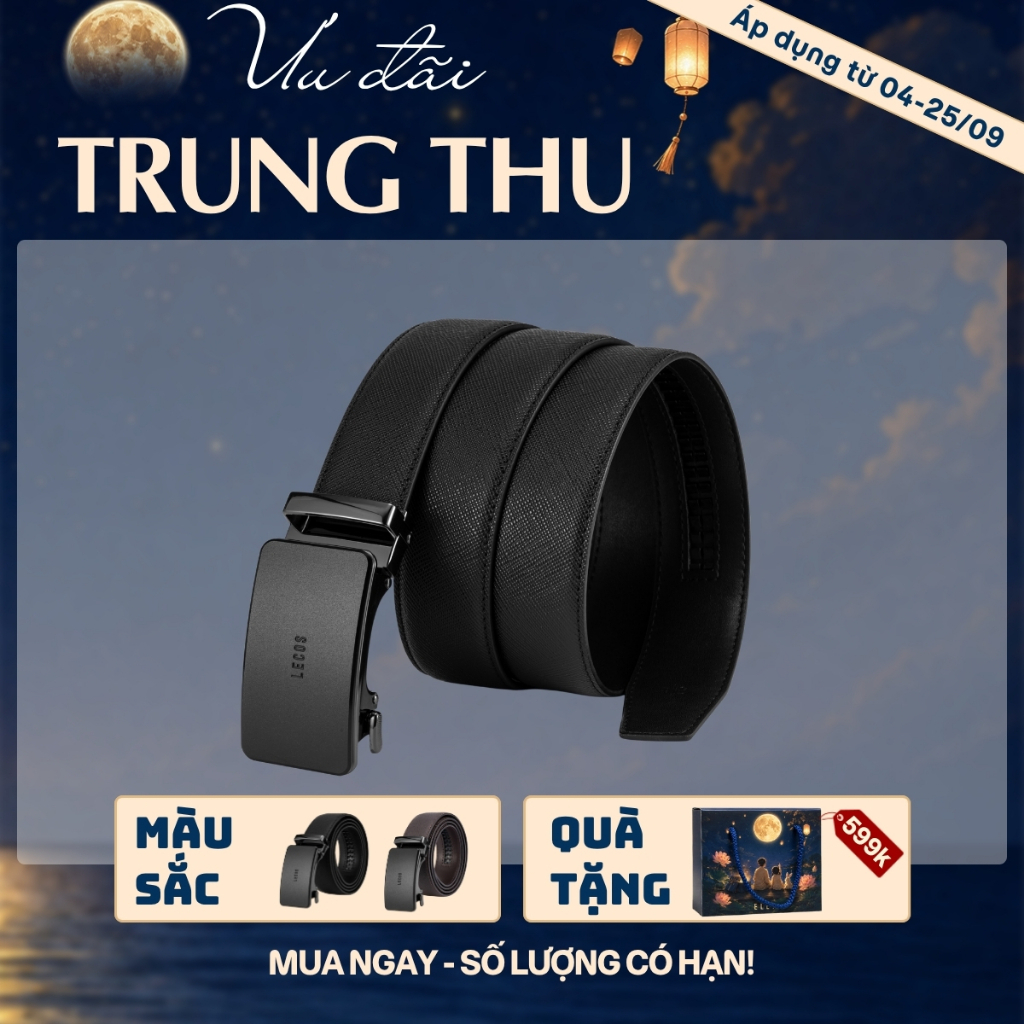[4-25/9 TẶNG QUÀ TRUNG THU 599K] Mặt Thắt Lưng Nam Rời LECOS LD1 Dây Nịt Nam Khóa Tự Động Da Bò Thật Hợp Kim Sang Trọng