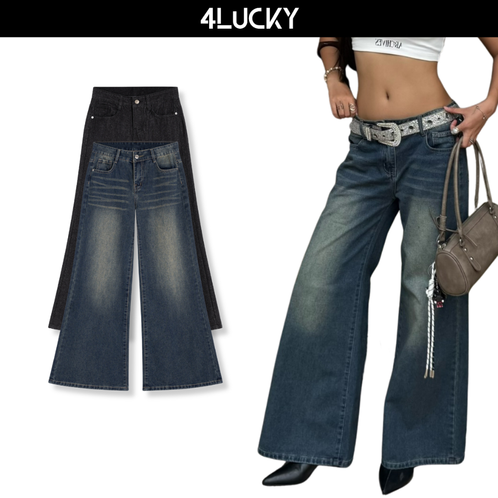 [DEAL MỞ BÁN] Quần Jeans Nữ Ống Loe Nhẹ 4Lucky 6254, Jean Cạp Thấp Tôn Dáng Phong Cách Y2K