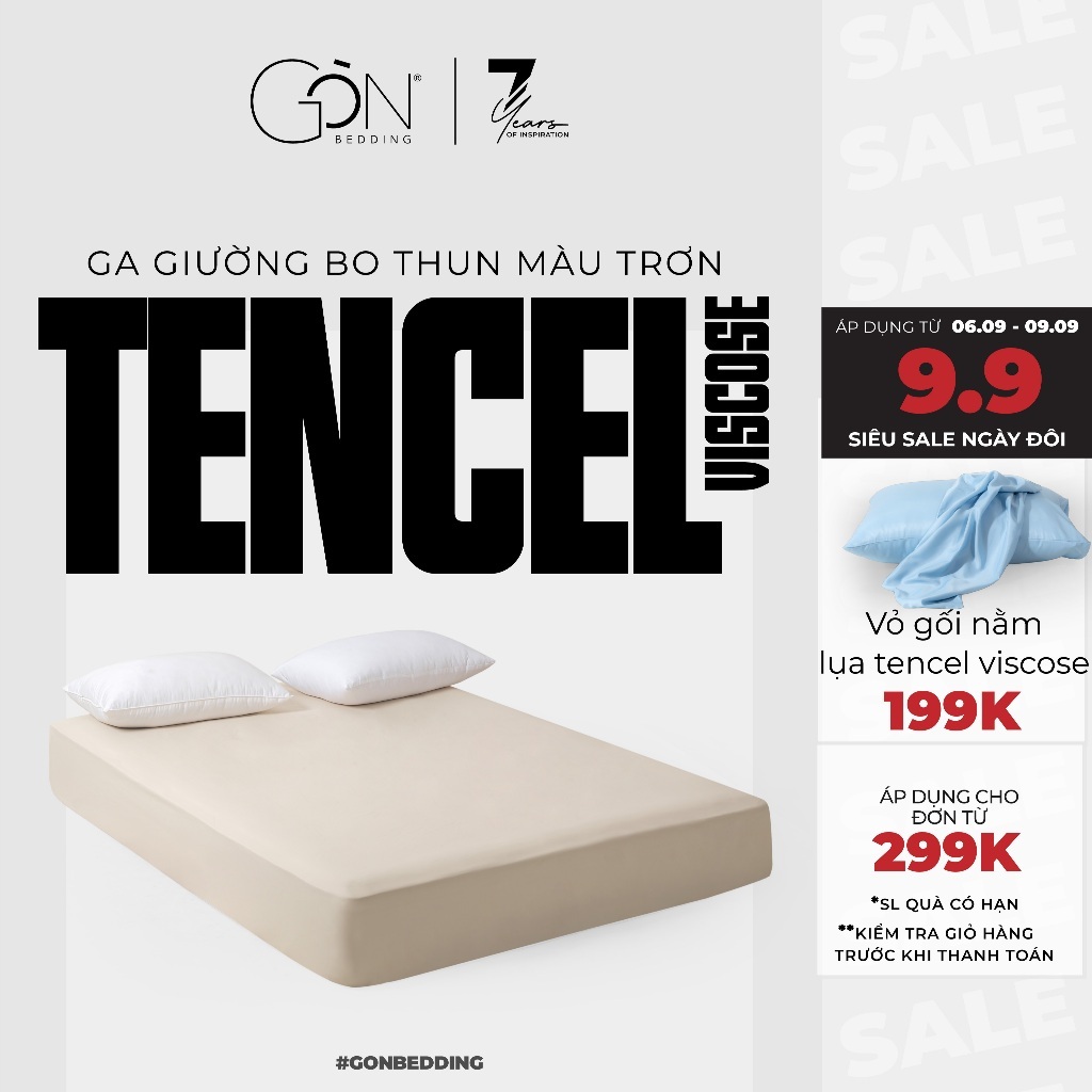 Ga Giường Bo Thun Gòn Bedding Lụa Tencel Viscose Màu Trơn 1m6x2m | 1m8x2m