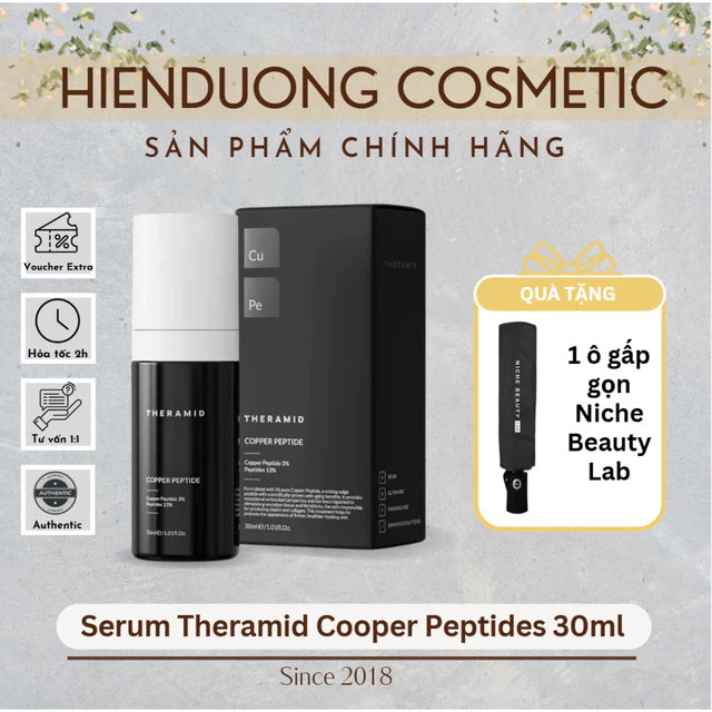 [Đại lý chính hãng] Theramid Copper Peptide Serum 30ml - Tinh chất Peptide Đồng phục hồi và trẻ hoá da