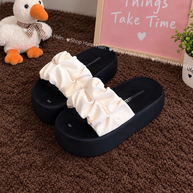 Dép Nữ Quai Ngang Nhúng D19 Dép Thời Trang Chất Da Đế Cao 2cm Nhẹ Êm Thoải Mái