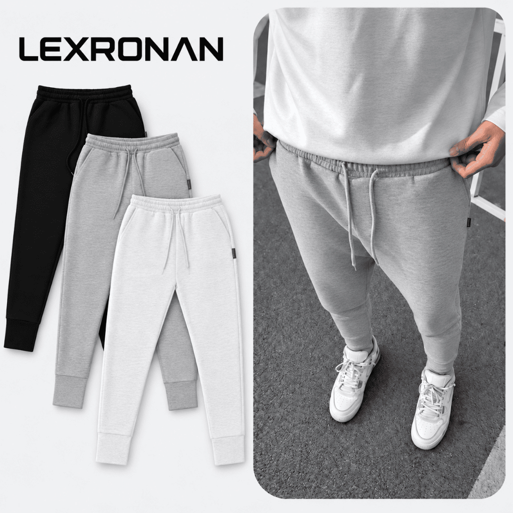[SIÊU SALE] Quần Jogger Nỉ Trơn LEXRONAN Quần Nỉ Nam Dày Thể Thao Jogger Basic Form Ôm Bó Ống #JG01