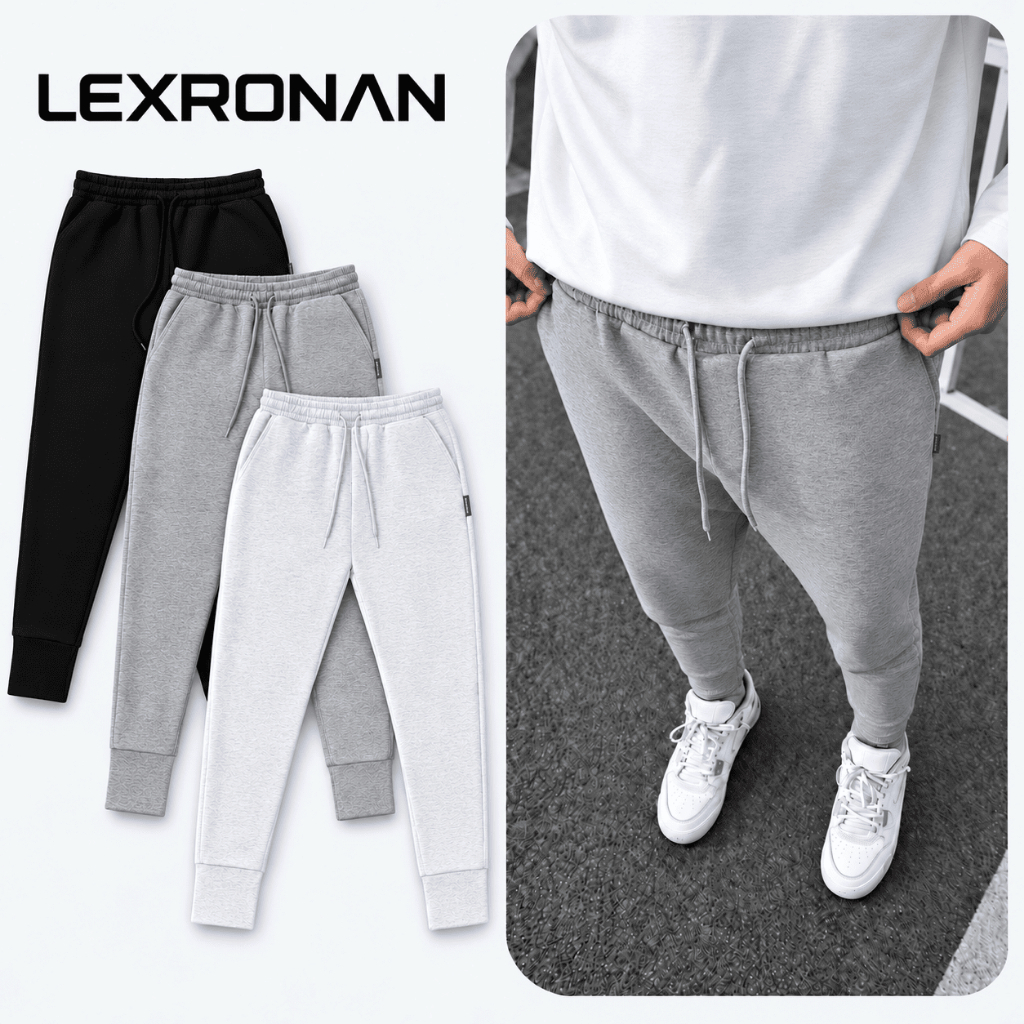 Quần Jogger Nỉ Trơn LEXRONAN Form Ôm Quần Nỉ Nam Dày Quần Thể Thao Nam Jogger Basic Bó Ống #JG01
