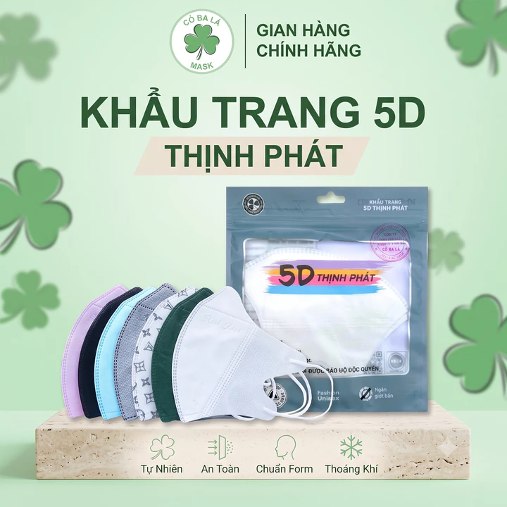 [Thùng 200 Cái] Khẩu Trang 5D THỊNH PHÁT Chính Hãng Cao Cấp 3 Lớp Kháng Khuẩn, Thoáng Khí Dễ Thở