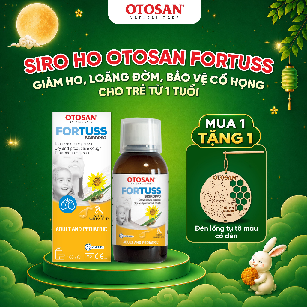 Siro Ho Cho Bé Otosan Fortuss ,Giảm Ho, Tiêu Đờm –  Giảm Ho Khan & Ho Đờm – Chai 180g