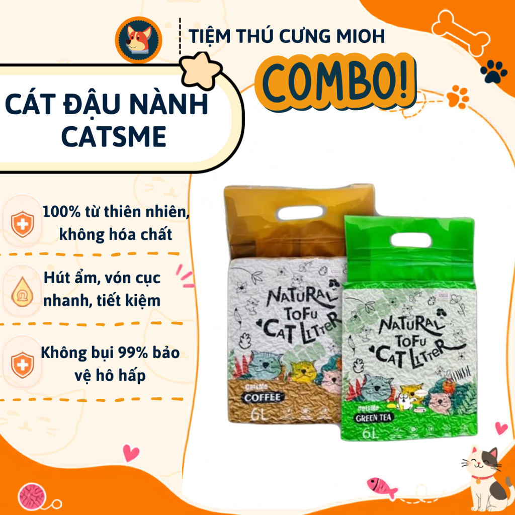 [COMBO 2 TÚI ] Cát Đậu nành Catsme ít bụi, khử mùi hiệu quả