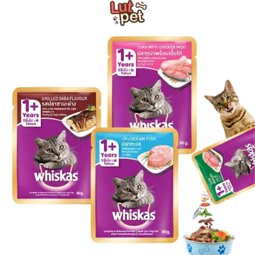 Pate cho Mèo whiskas, pate cho mèo trưởng thành, thức ăn cho mèo (85g) - lutpet