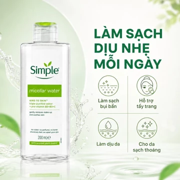 Combo Toner Nước Hoa Hồng Simple Sữa Rửa Mặt Simple Tẩy Trang Simple Cho Da Nhạy Cảm 200ml- Mỹ Phẩm Lina
