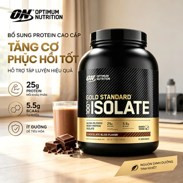 ON Gold Standard 100% Whey Protein Isolate Bột tăng cơ ít đường vị Chocolate Bliss 25g protein/lần