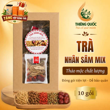 Trà Nhân Sâm Mix Giảm Cân Đẹp Da Ngủ Ngon – Rễ Sâm Núi, Bồ Công Anh, Kỷ Tử, Cúc, Táo Đỏ 10 Gói