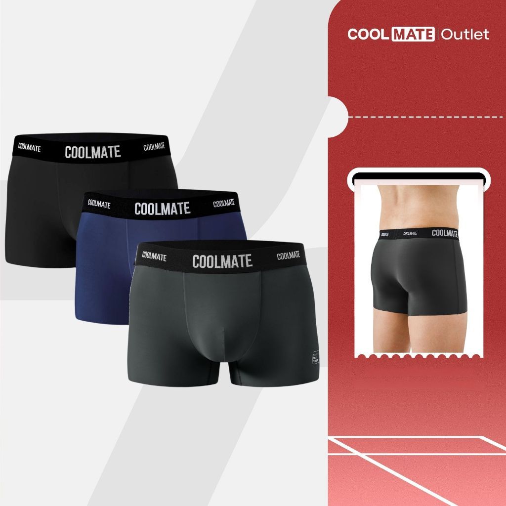 [Coolmate Outlet-Không đổi trả] Combo 3 Quần Lót Nam Trunk, Boxer Clean Cut Không đường may Khô thoáng, mát lạnh