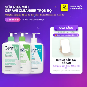 Sữa Rửa Mặt CeraVe - Foaming Da Dầu, Hydrating Da Khô, SA Da Sần Sùi, Blemish Control Da Mụn (88/236/473ml) - Dr Thêm