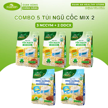 Combo 5 Túi Ngũ cốc Xuân An Mix 2 ( 3 Ngũ cốc Yến mạch và 2 Ngũ cốc Dinh dưỡng Canxi) 400g