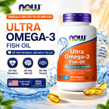 NOW Ultra Omega-3 Fish Oil 90 Viên Chính Hãng Mỹ | 500 EPA 250 DHA | Hỗ Trợ Tim Mạch Não Bộ Thị Lực