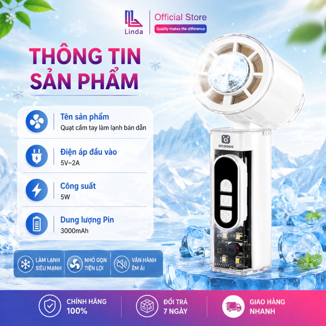 Quạt tích điện để bàn trong suốt Quạt bàn USB sạc điện cao cấp pin 3000mAh, quạt mini, 100 cấp độ gió bảo hành 12T