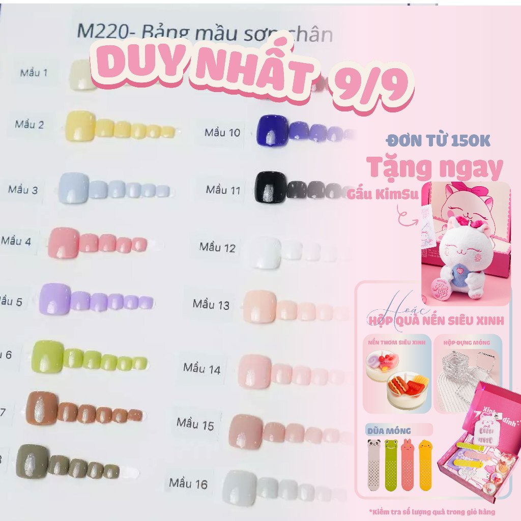 [M220] Kimsu Nailbox - Nail chân úp giả Sơn Gel Trơn phù hợp mọi lứa tuổi