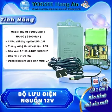 Bộ lưu điện UPS 12V-2A Giám sát mất điện Nguồn điện bền bỉ -Dung lượng cao 6000MaH/3600MaH dùng cho Camera , RouterWifi