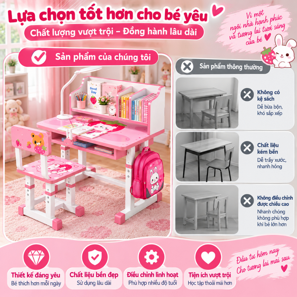 HUHU Bàn học nâng hạ chiều cao chống gù  Bảo vệ cột sống dễ điều chỉnh phù hợp mọi độ tuổi | BigBuy360 - bigbuy360.vn