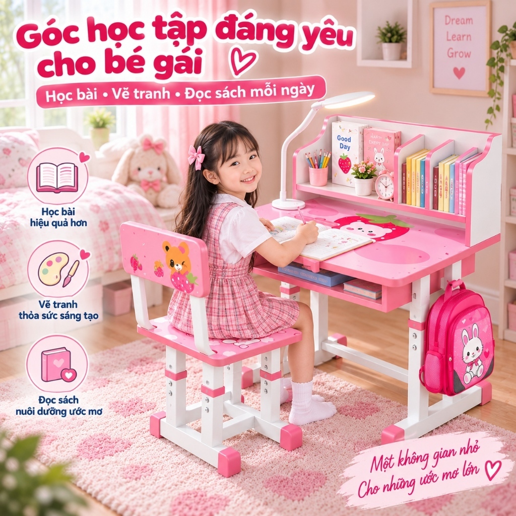 HUHU Bàn học nâng hạ chiều cao chống gù  Bảo vệ cột sống dễ điều chỉnh phù hợp mọi độ tuổi | BigBuy360 - bigbuy360.vn