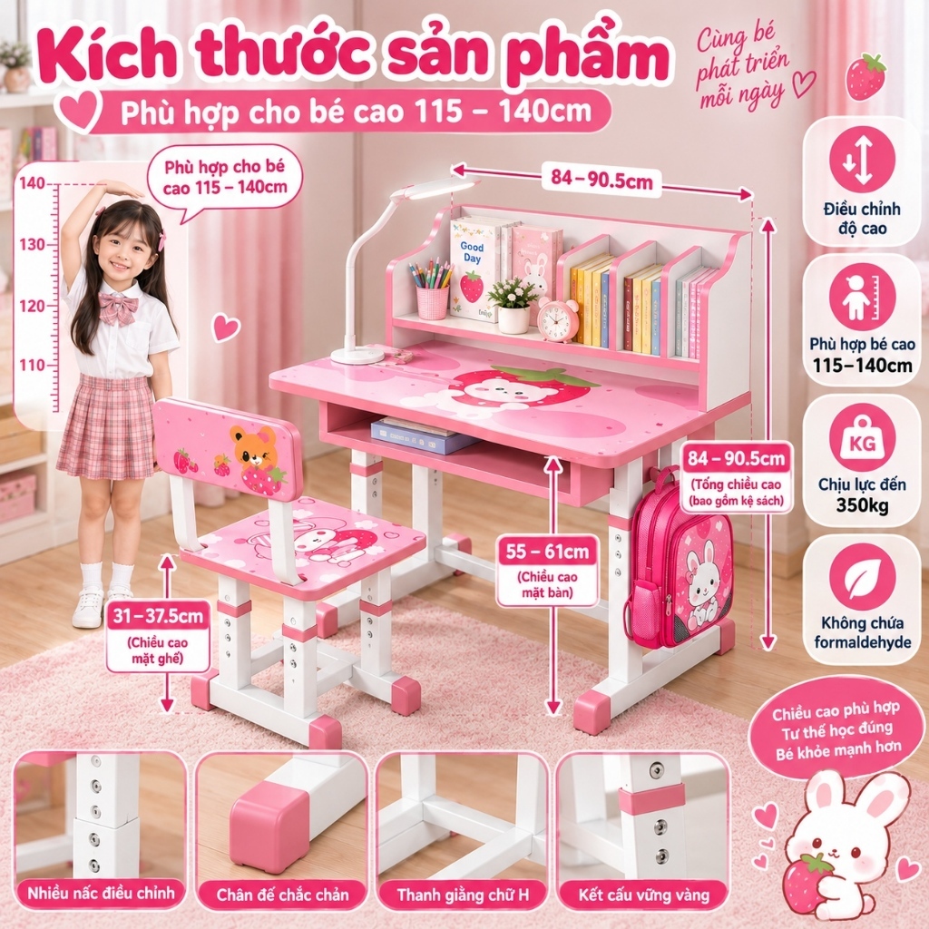 HUHU Bàn học nâng hạ chiều cao chống gù  Bảo vệ cột sống dễ điều chỉnh phù hợp mọi độ tuổi | BigBuy360 - bigbuy360.vn