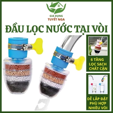 Đầu lọc nước trực tiếp tại vòi, 6 tầng, gắn phù hợp với hầu hết loại vòi hình tròn, lọc phèn, bụi