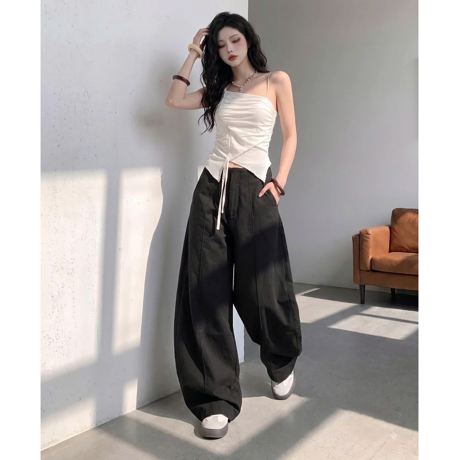 Quần ống rộng nữ chất kaki dáng cong QMT co giãn mềm mịn chuẩn form có chun dễ phối đồ 0088 | BigBuy360 - bigbuy360.vn