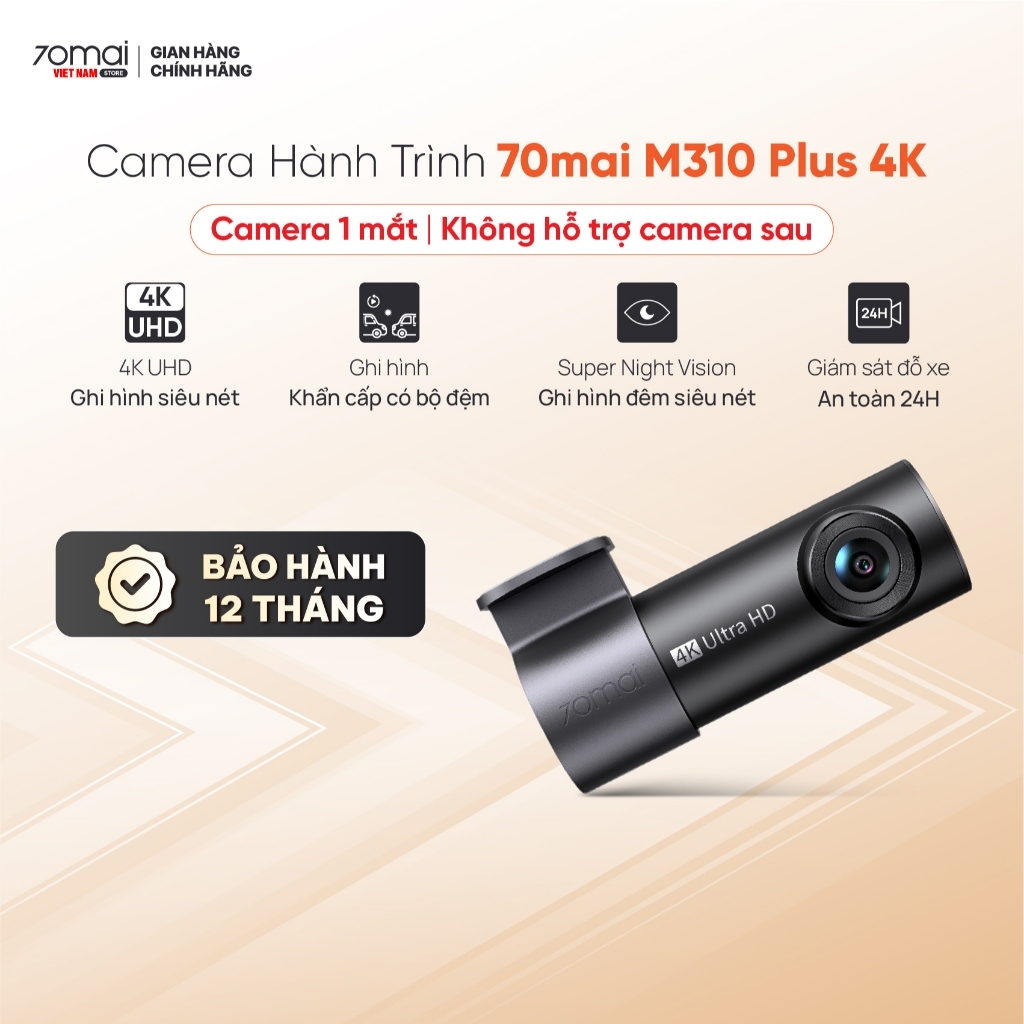 Camera hành trình 70mai M310 Plus 4K Thiết Kế Nhỏ Gọn, Ống kính xoay 360°, Ghi hình ban đêm 4K sắc nét