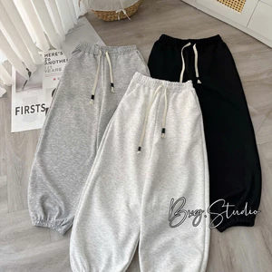 Mã 469 Quần Jogger Nữ Vải Nỉ 2 Da Dày Dặn Cạp Chun Dây Rút Phối Tag Sẵn 3 Màu Basic Hot 2026 - BXG