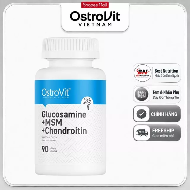 OstroVit Glucosamine + MSM + Chondroitin (90 Viên) – Hỗ Trợ Sụn Khớp & Xương Khỏe Mạnh