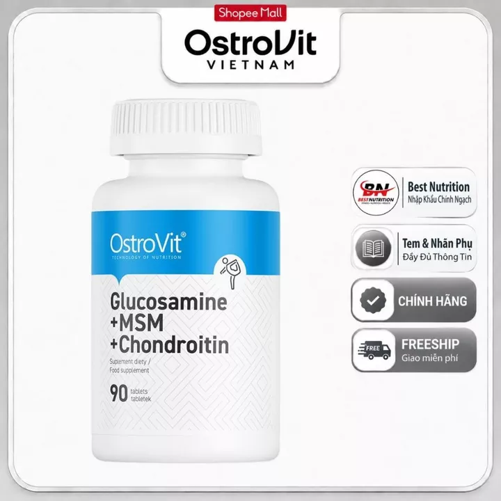 OstroVit Glucosamine + MSM + Chondroitin (90 Viên) – Hỗ Trợ Sụn Khớp & Xương Khỏe Mạnh
