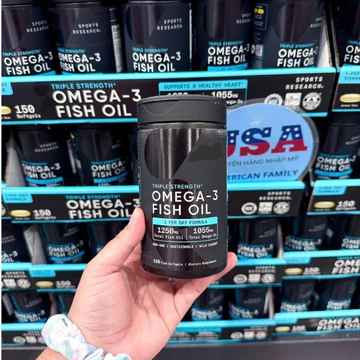 [HÀNG MỸ - DATE 2029] Dầu Cá Sports Research Omega 3 Fish Oil 1250mg 150 Viên - Triple Strength EPA DHA