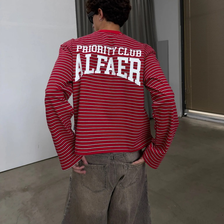 ÁO THUN LOCAL BRAND "ALFAER" CLASSIC LOGO STRIPED LONGSLEEVE T-SHIRT - RED | BigBuy360 - bigbuy360.vn