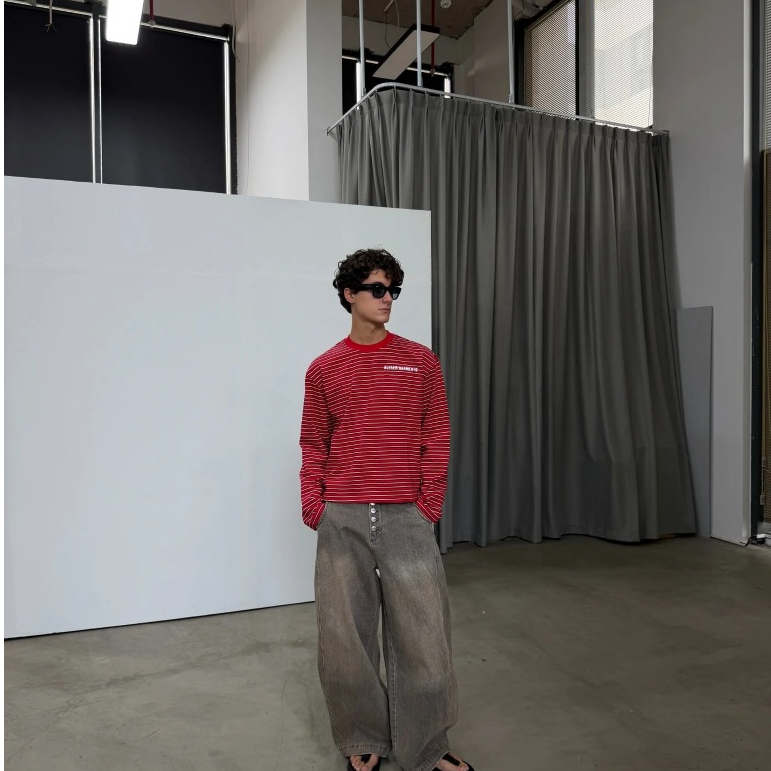 ÁO THUN LOCAL BRAND "ALFAER" CLASSIC LOGO STRIPED LONGSLEEVE T-SHIRT - RED | BigBuy360 - bigbuy360.vn