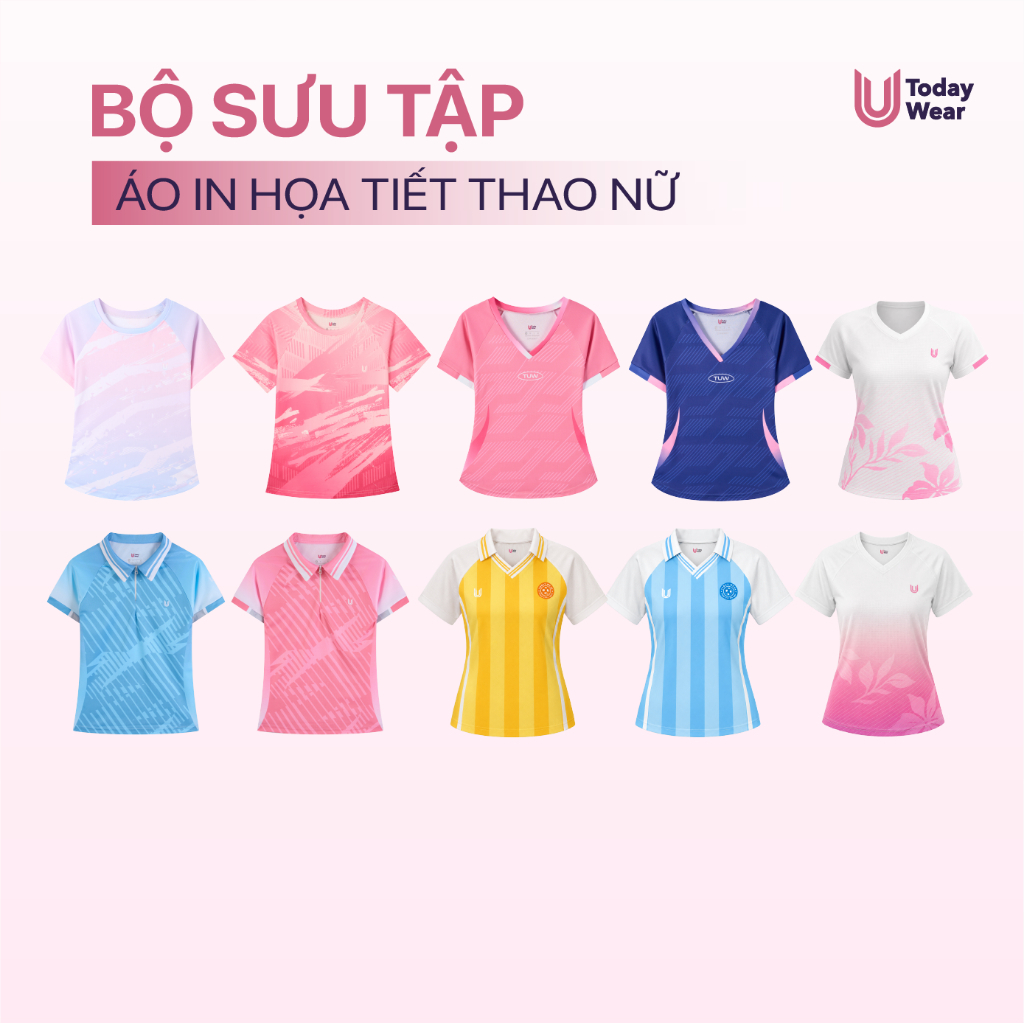 BST Áo Chạy Bộ Nữ Today U Wear In Hoạ Tiết Gradient Tôn Da Chơi Cầu Lông Chạy Bộ Thoáng Mát