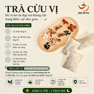 Trà Cửu Vị Thanh Hoa -Tất cả cho làn da đẹp (Hắc Kỷ Tử, Dâu Tằm, Lê Gai, Bạch Linh, Trần Bì, Hoa Hồng, Kỷ Tử, Táo đỏ lát