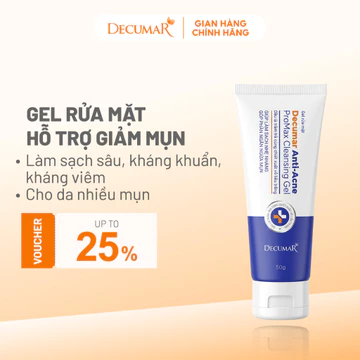 Gel Rửa Mặt Cho Da Dầu Mụn, Làm Sạch Sâu, Mờ Thâm Decumar Anti-Acne ProMax Cleansing Gel 50g