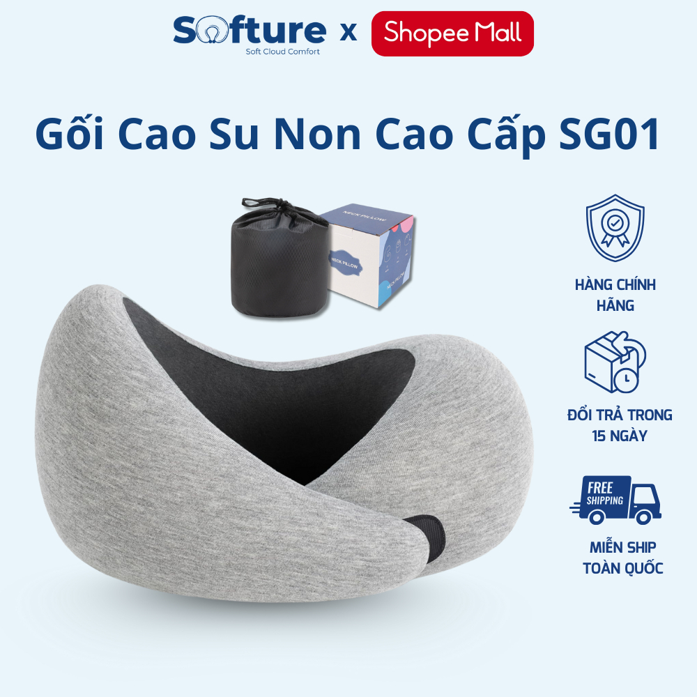 Gối Kê Cổ Cao Su Non Chữ U Du Lịch Công Thái Học 360° SOFTURE Bảo Vệ Cổ Khi Đi Máy Bay Xe Khách Văn Phòng - SG01