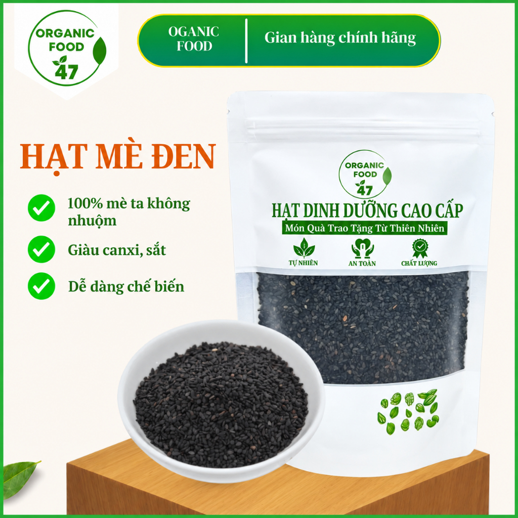 Mè đen ta thuần chủng nhà trồng Organnicfood47 300g-500g ( Hạt vừng đen) dùng nấu chè, làm bánh, sữa hạt, muối mè