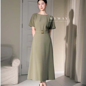 Đầm Gabadine Công Sở Cao Cấp Nữ My WAY Dáng Xòe Nhẹ Phối Đai Cao Cấp 2md08188t