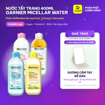 Nước Làm Sạch Và Tẩy Trang Cho Mọi Loại Da Garnier Micellar Cleansing Water 125ml / 400ml- Dr Thêm