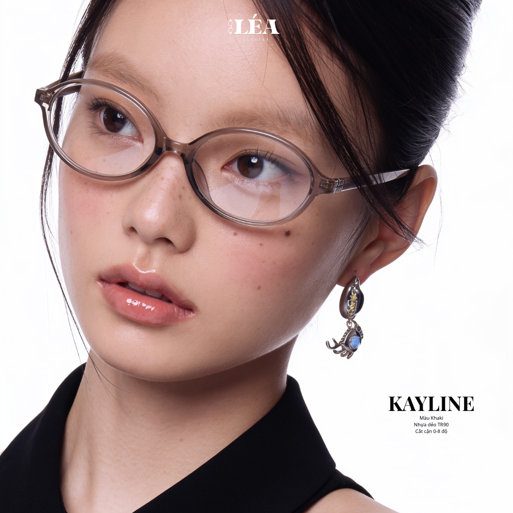 Kính mắt Oval chuyên lắp cận KAYLINE - LÉAGLASSES nhựa cao cấp TR90 + LÕI KIM LOẠI Y2K Bayonetta